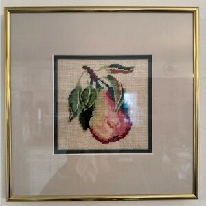 Framed Pear needlepoint Art